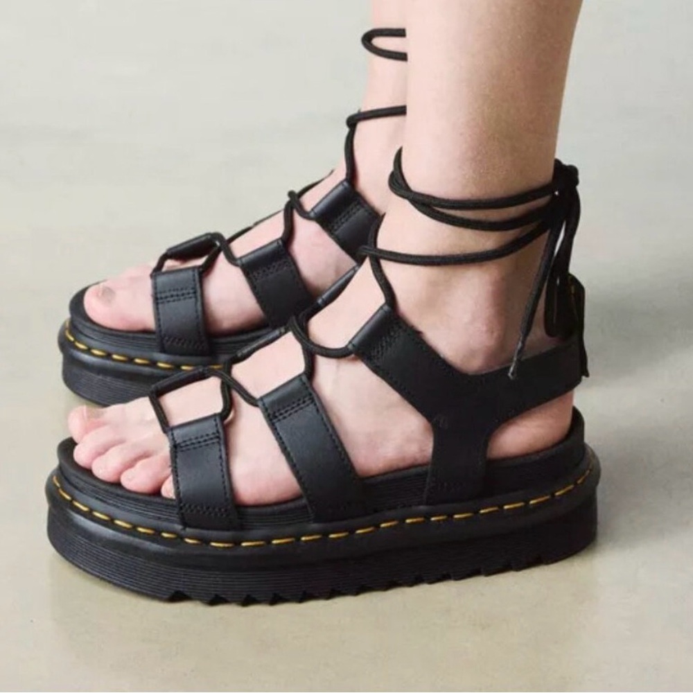 Dr. Martens Nartilla Black Lace Up Gladiator Sandals 6